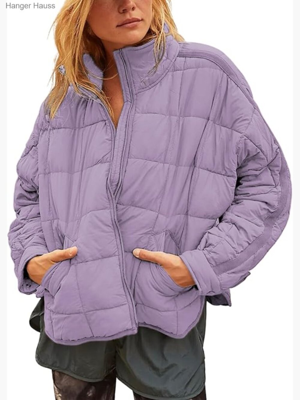 Lightweight Quilted Puffer Jacket Zip Up Short Winter Coat with Pockets